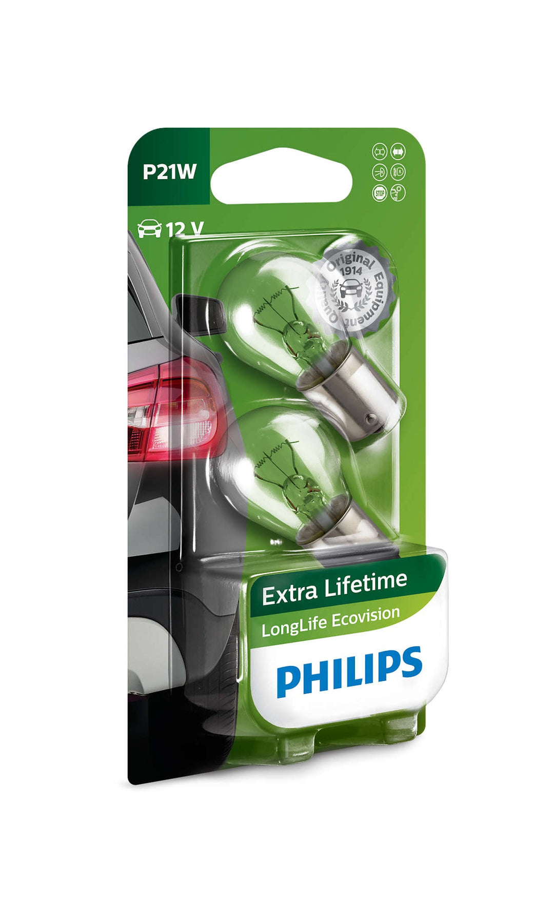 PHILIPS P21W LONGLIFE ECOVISION 12V21 BA15S B2