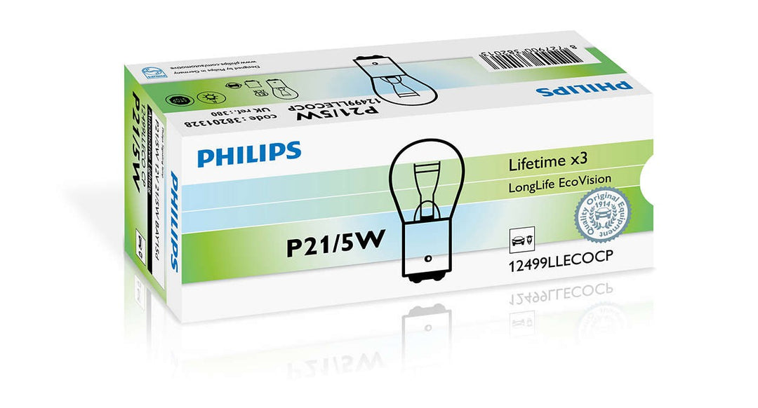 PHILIPS P21/5W LONGLIFE ECOVISION 12V41050 BAY15D CP | 10 PCS