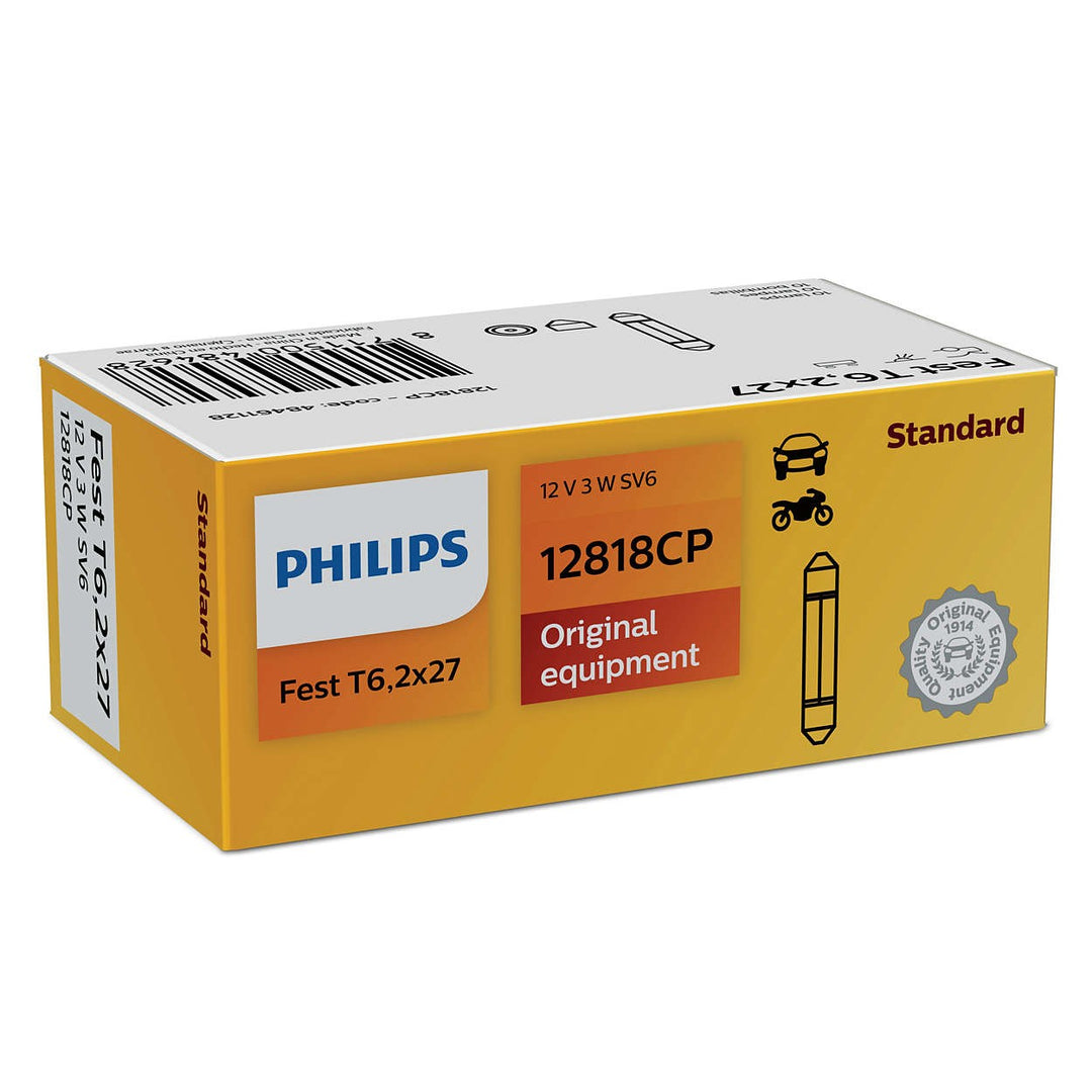 PHILIPS FESTOON T6,2X27 12V3W SV6 CP | 10 UDS