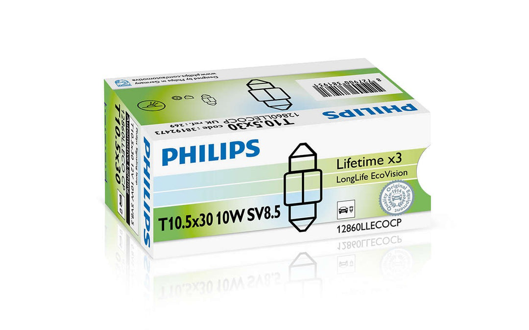 PHILIPS FESTOON T10,5X30 LONGLIFE ECOVISION 12V10W SV8,5 CP | 10 UDS