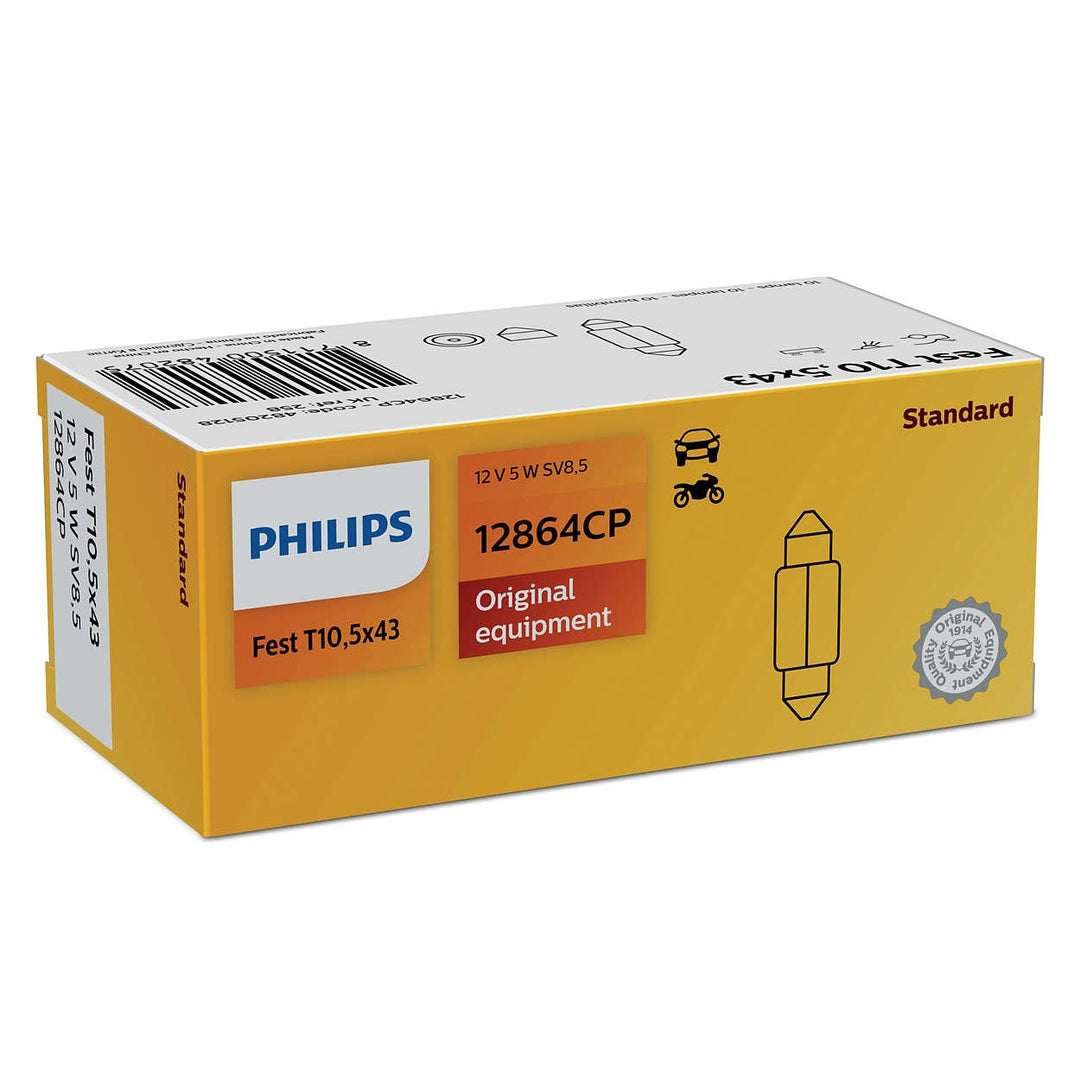 PHILIPS FESTOON T10,5X43 12V5W SV8,5 CP | 10 UDS