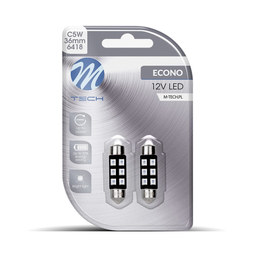 BLISTER 2X LED L028B - C5W 36MM 6XSMD3528 AZUL