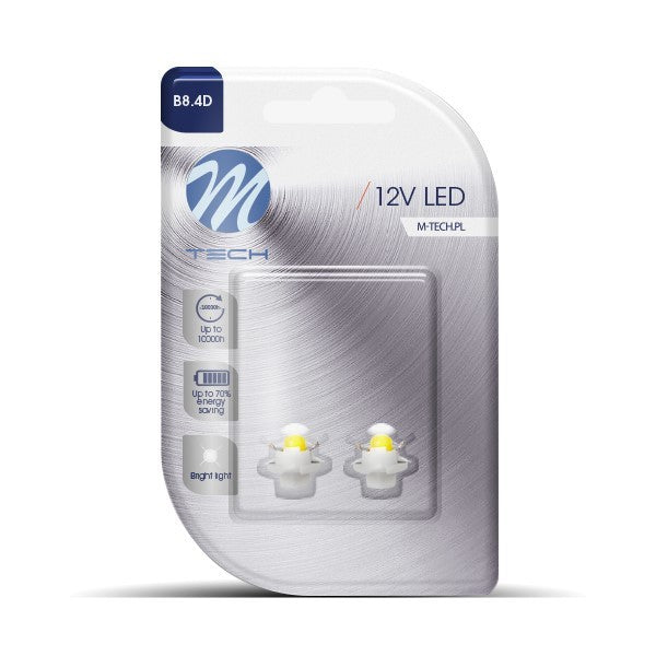 BLISTER 2X LED L049W - B8.4D CÓNCAVO BLANCO