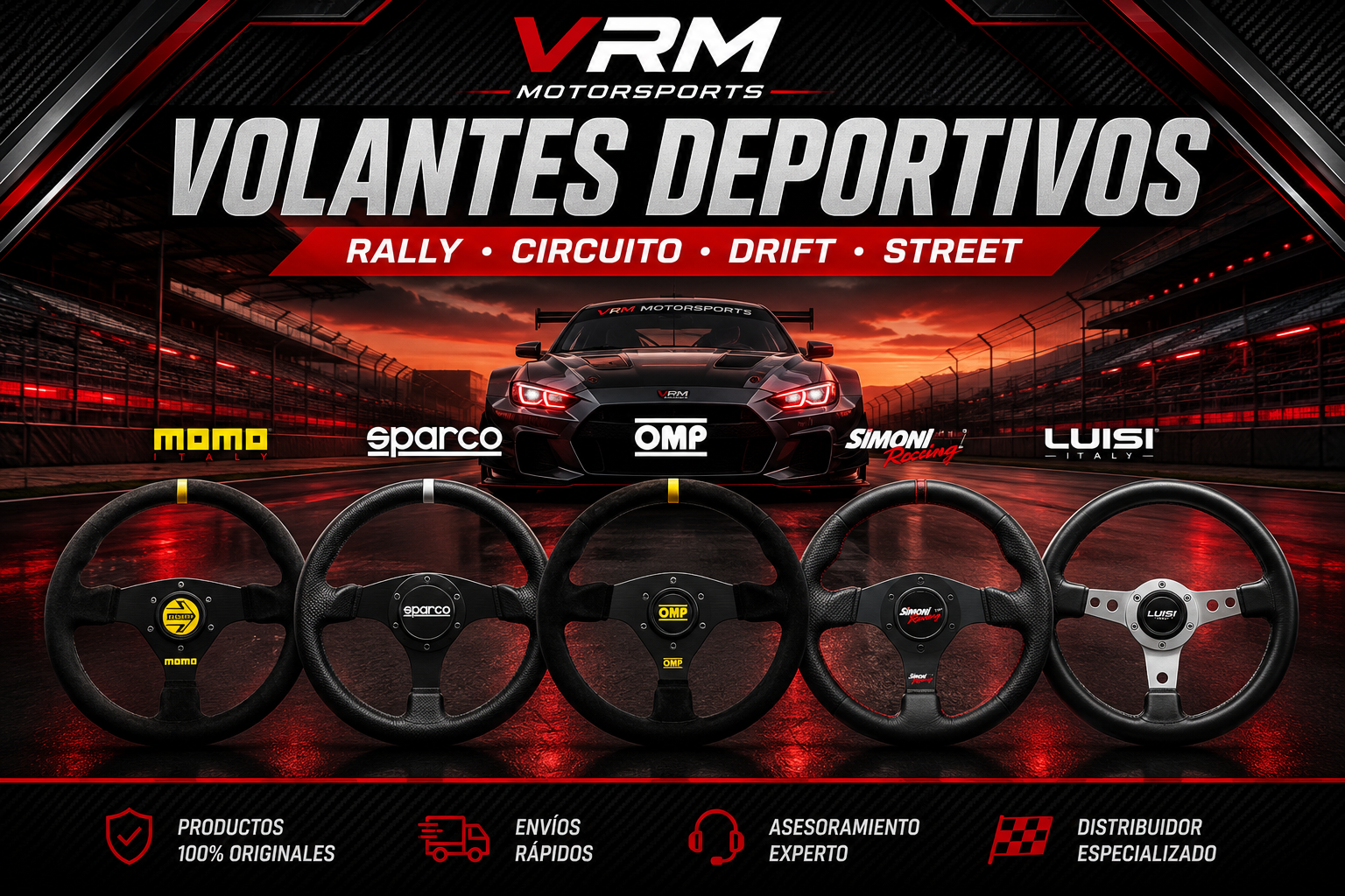 Volantes Deportivos | Sparco, MOMO, OMP, RECARO | VRM MOTORSPORTS