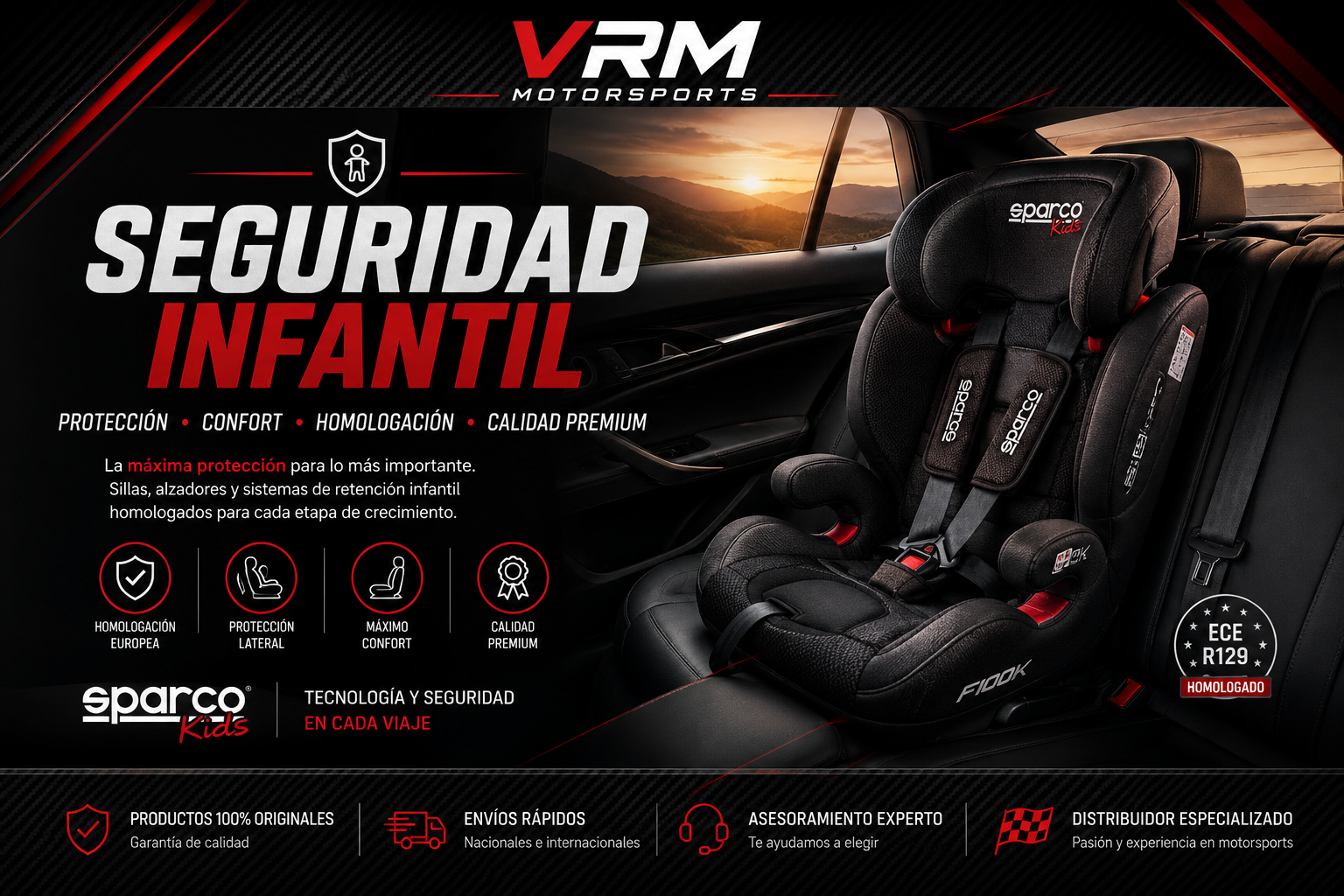 Sillas de Coche para Bebé | Sparco Kids, Alzadores y Sistemas de Retención | VRM MOTORSPORTS