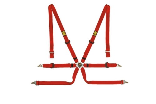 OMP ARNES EN POLYESTER PARA SALOON - 6 PUNTOS - PULL UP. ERGAL AJUSTE- ROJO - OMP original VRM Motorsports imagen 1
