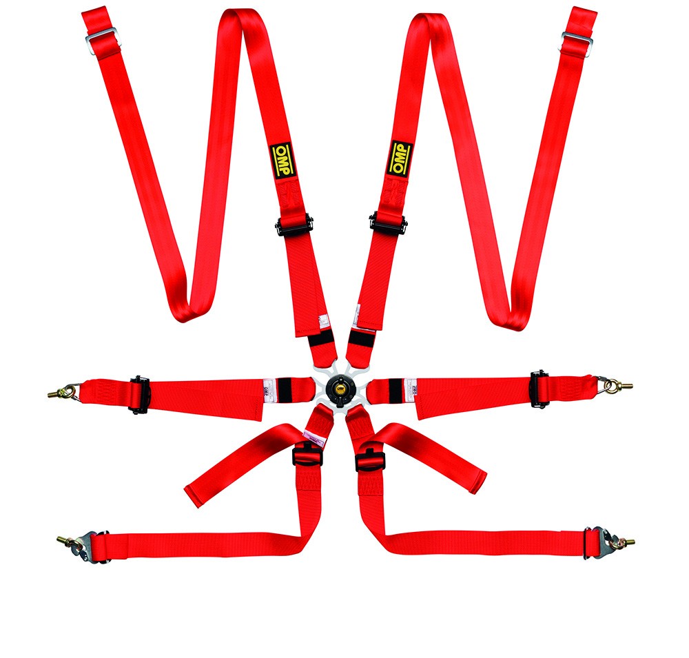 OMP ARNES EN POLYESTER PARA SALOON - 6 PUNTOS - PULL DOWN. ERGAL AJUSTE- ROJO - OMP original VRM Motorsports imagen 1