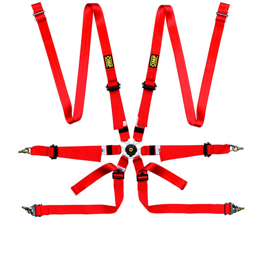 OMP ARNES EN POLYESTER PARA SALOON - 6 PUNTOS - PULL DOWN. ERGAL AJUSTE- ROJO - OMP original VRM Motorsports imagen 1
