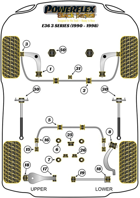 Trasero Inferior Triangulo Silentblock Interior Powerflex PFR5-4616 VRM Motorsports imagen 3