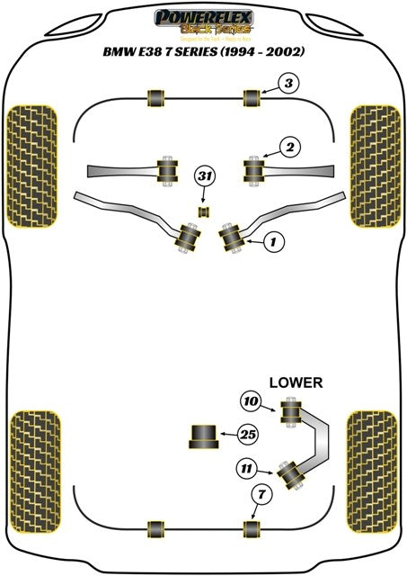 Delantero Brazo Tirado Trasero Silentblock Powerflex PFF5-1001BLK VRM Motorsports imagen 3