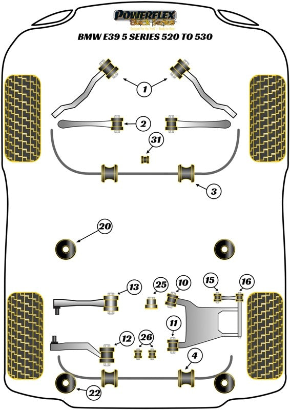Trasero Subchasis Delantero Montaje Silentblock Powerflex PFR5-522BLK VRM Motorsports imagen 3