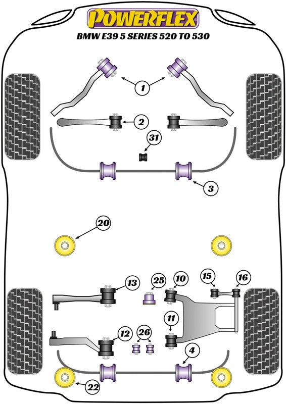 Trasero Toe Adjust Silentblock Interior Powerflex PFR5-713BLK VRM Motorsports imagen 2