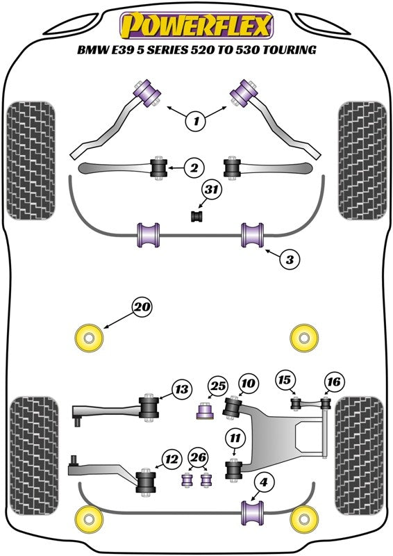 Trasero Subchasis Montaje Silentblock Insert Powerflex PFR5-531BLK VRM Motorsports imagen 2
