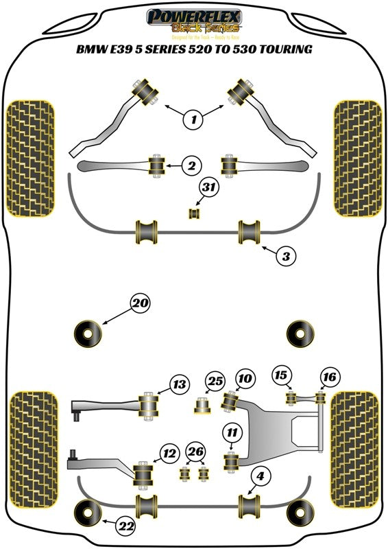 Trasero Subchasis Montaje Silentblock Insert Powerflex PFR5-531BLK VRM Motorsports imagen 3