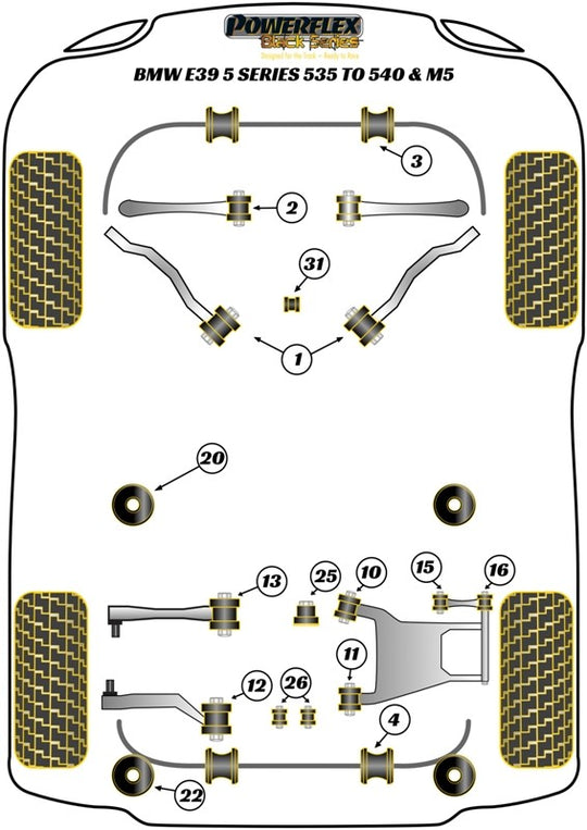 Delantero Inferior Tie Bar A Chassis Silentblock Powerflex PFF5-501 VRM Motorsports imagen 3