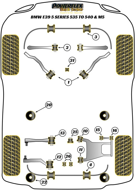 Delantero Inferior Tie Bar A Chassis Silentblock Powerflex PFF5-501BLK VRM Motorsports imagen 3