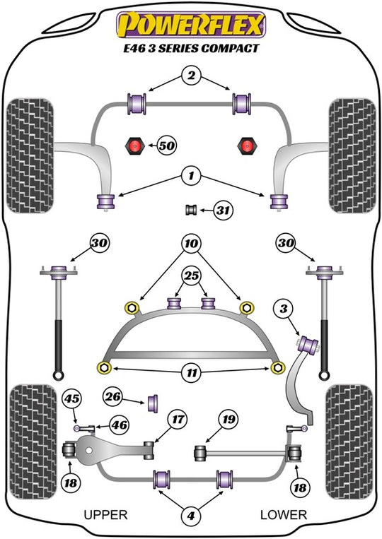 Trasero Arb End Bieleta A Bar Silentblock Powerflex PFR5-4646 VRM Motorsports imagen 2