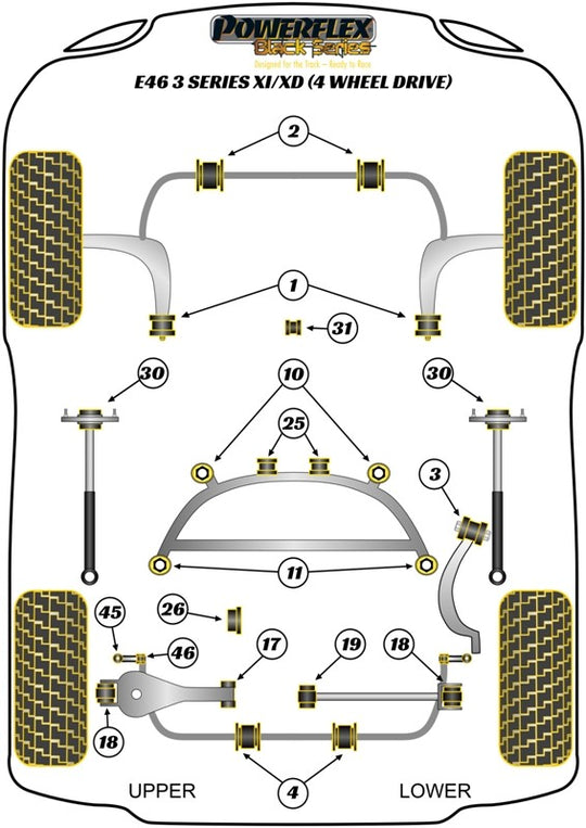 Delantero Triangulo Trasero Silentblock Powerflex PFF5-4601XIBLK VRM Motorsports imagen 3