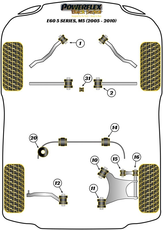 Delantero Brazo Radial A Chassis Silentblock Powerflex PFF5-701 VRM Motorsports imagen 3