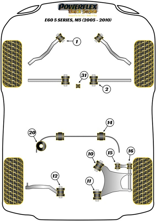 Delantero Brazo Radial A Chassis Silentblock Powerflex PFF5-701BLK VRM Motorsports imagen 3