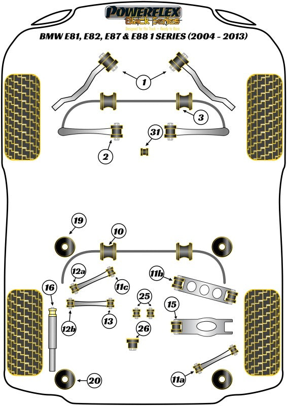 Trasero Subchasis Delantero Montaje Silentblock Anti Squat (Track/Msport) Powerflex PFR5-1220BLK VRM Motorsports imagen 3