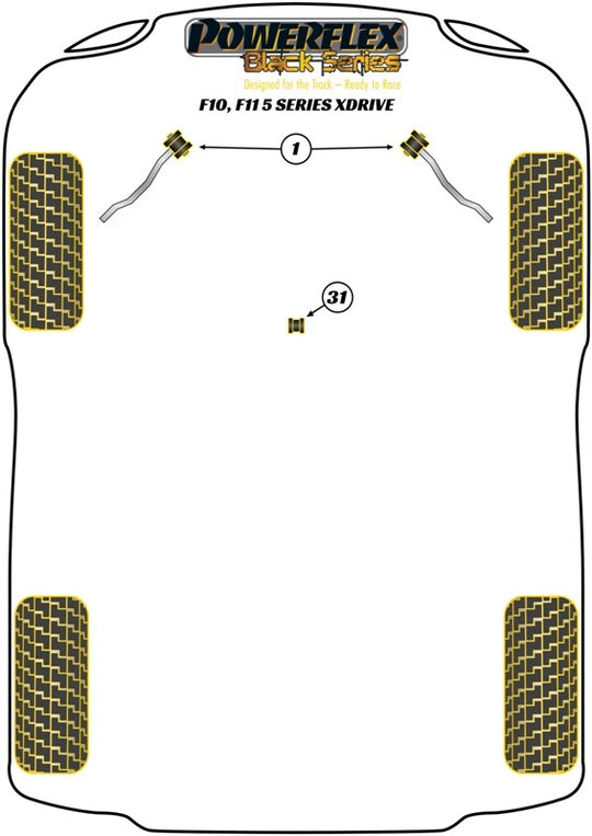 Delantero Brazo Radial A Chassis Silentblock Caster Offset Powerflex PFF5-6101G VRM Motorsports imagen 3