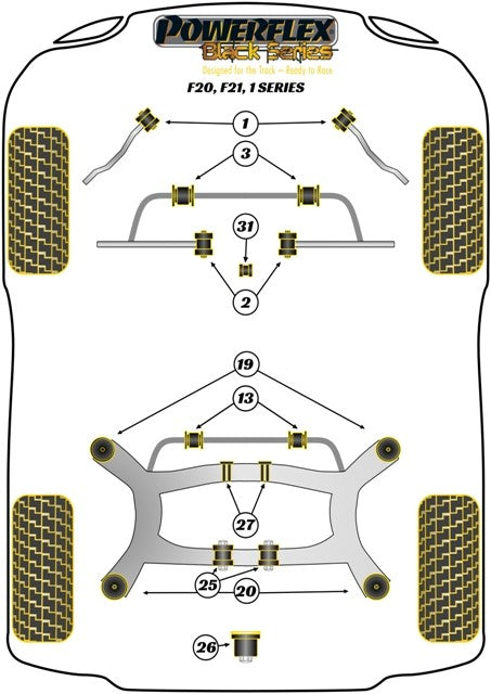Delantero Barra Estabilizadora Silentblock 25Mm Powerflex PFF5-1903-25 VRM Motorsports imagen 3