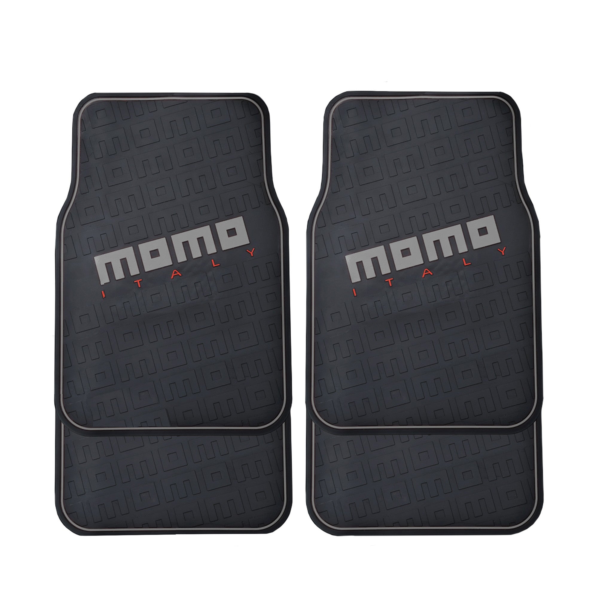 SET COMPLETO 4 PIEZAS ALFOMBRAS MOMO GOMA UNIVERSALES NEGRO Y GRIS MOMO | VRM Motorsports