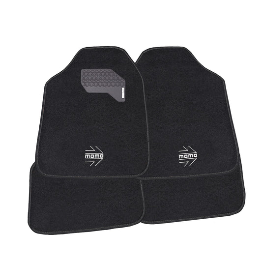 SET COMPLETO 4 PIEZAS ALFOMBRAS MOMO 015 UNIVERSALES NEGRO/BLANCO