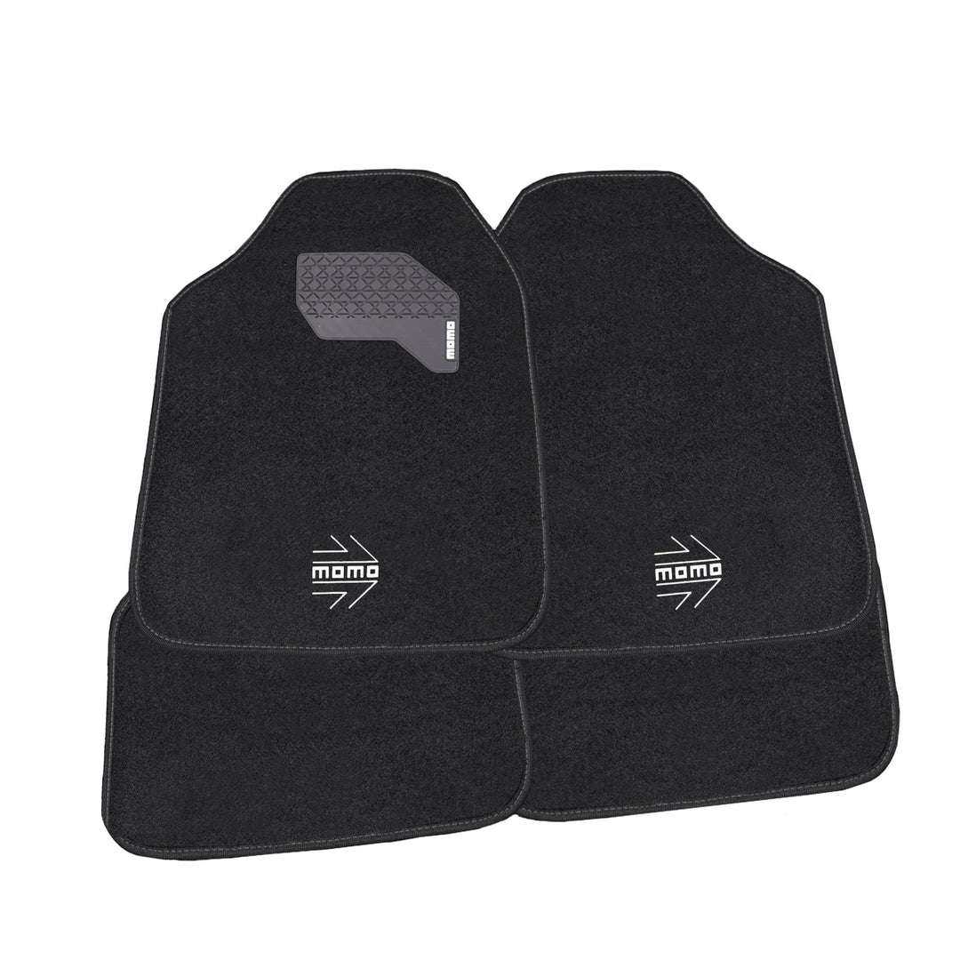 SET COMPLETO 4 PIEZAS ALFOMBRAS MOMO 015 UNIVERSALES NEGRO/BLANCO MOMO | VRM Motorsports