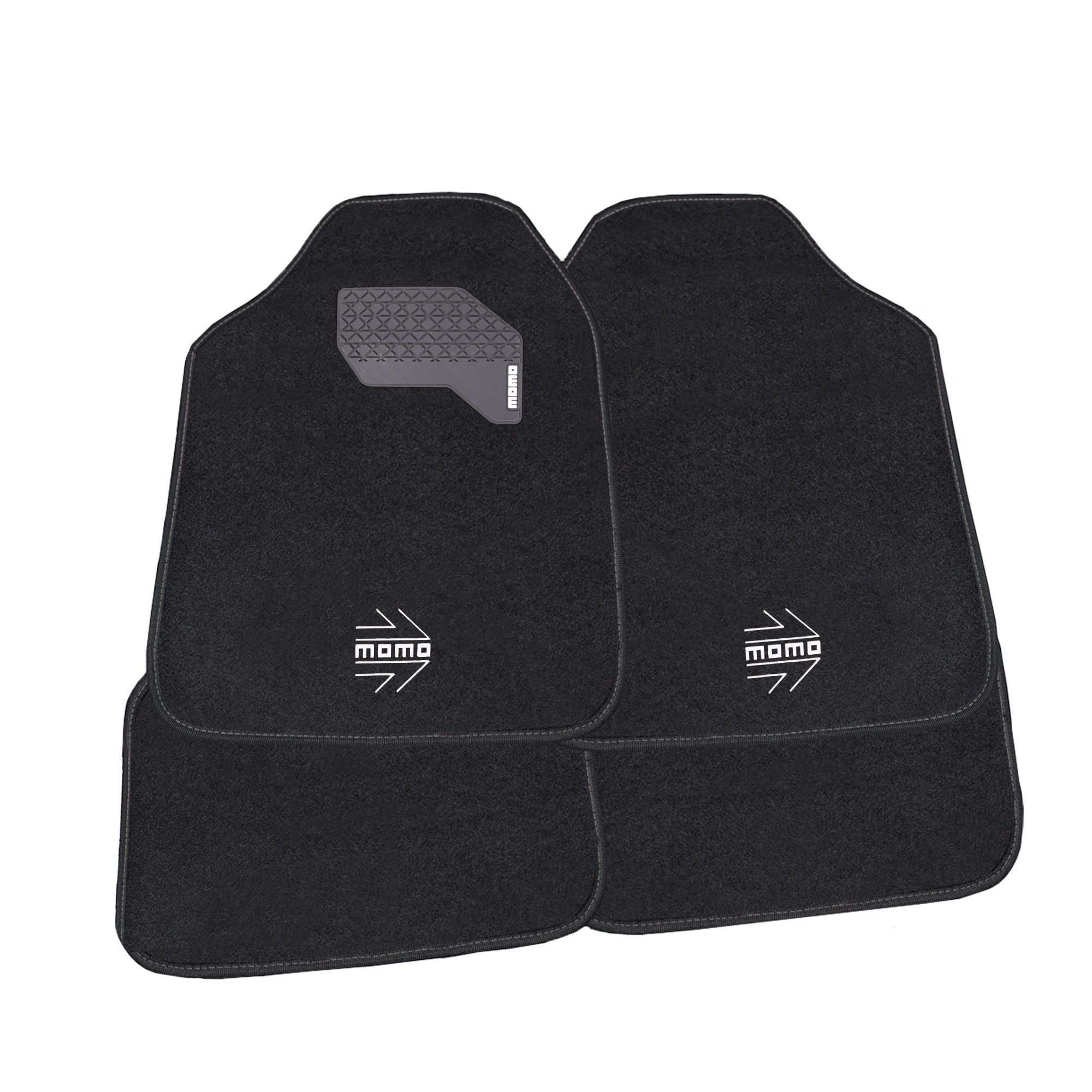 SET COMPLETO 4 PIEZAS ALFOMBRAS MOMO 015 UNIVERSALES NEGRO/BLANCO MOMO | VRM Motorsports