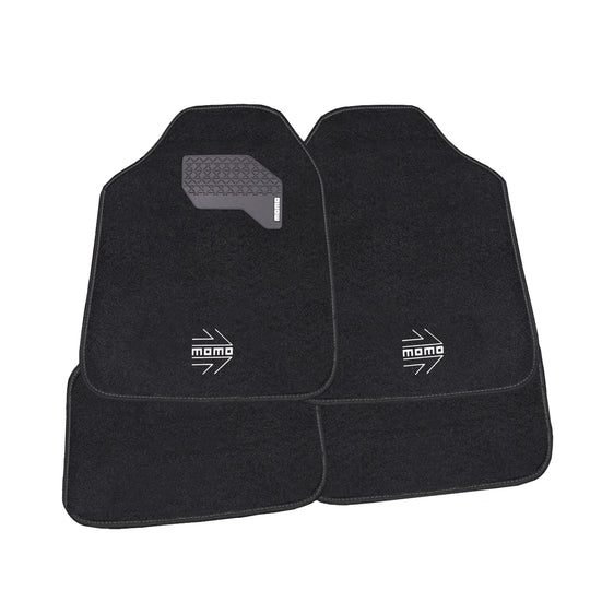 SET COMPLETO 4 PIEZAS ALFOMBRAS MOMO 015 UNIVERSALES NEGRO/BLANCO MOMO | VRM Motorsports