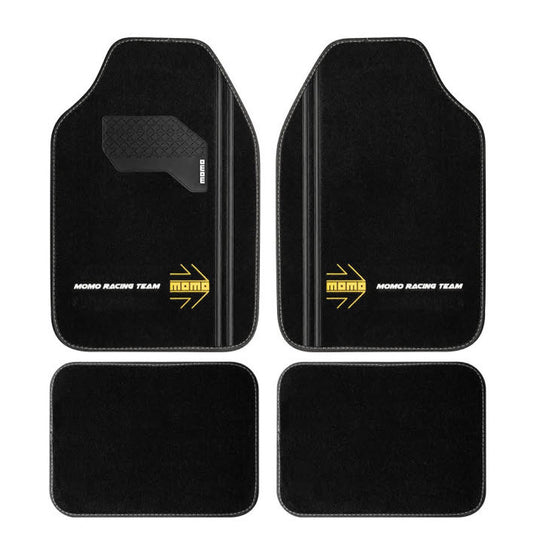 SET COMPLETO 4 PIEZAS ALFOMBRAS MOMO UNIVERSALES NEGRO/BLANCO MOMO | VRM Motorsports