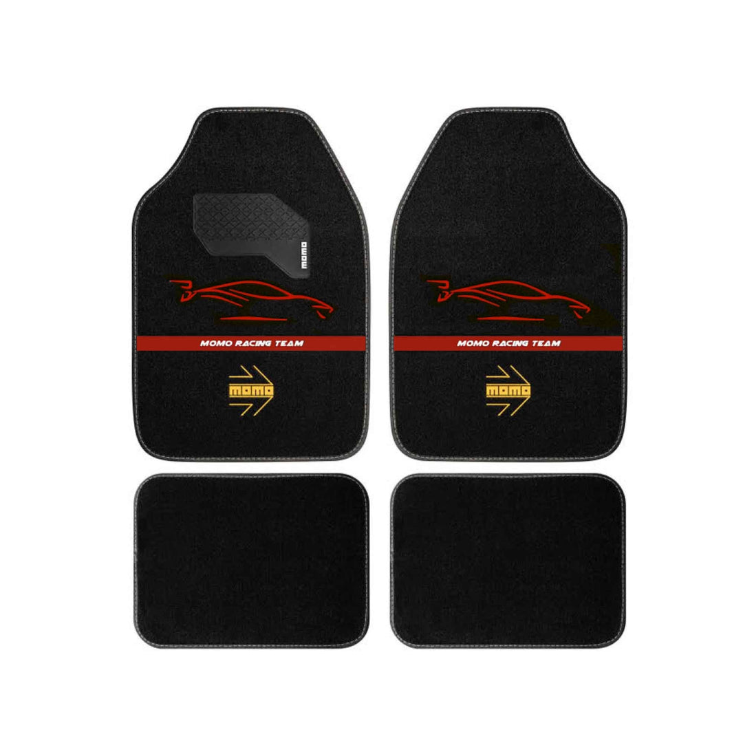 SET COMPLETO 4 PIEZAS ALFOMBRAS MOMO UNIVERSALES NEGRO/ROJO MOMO | VRM Motorsports