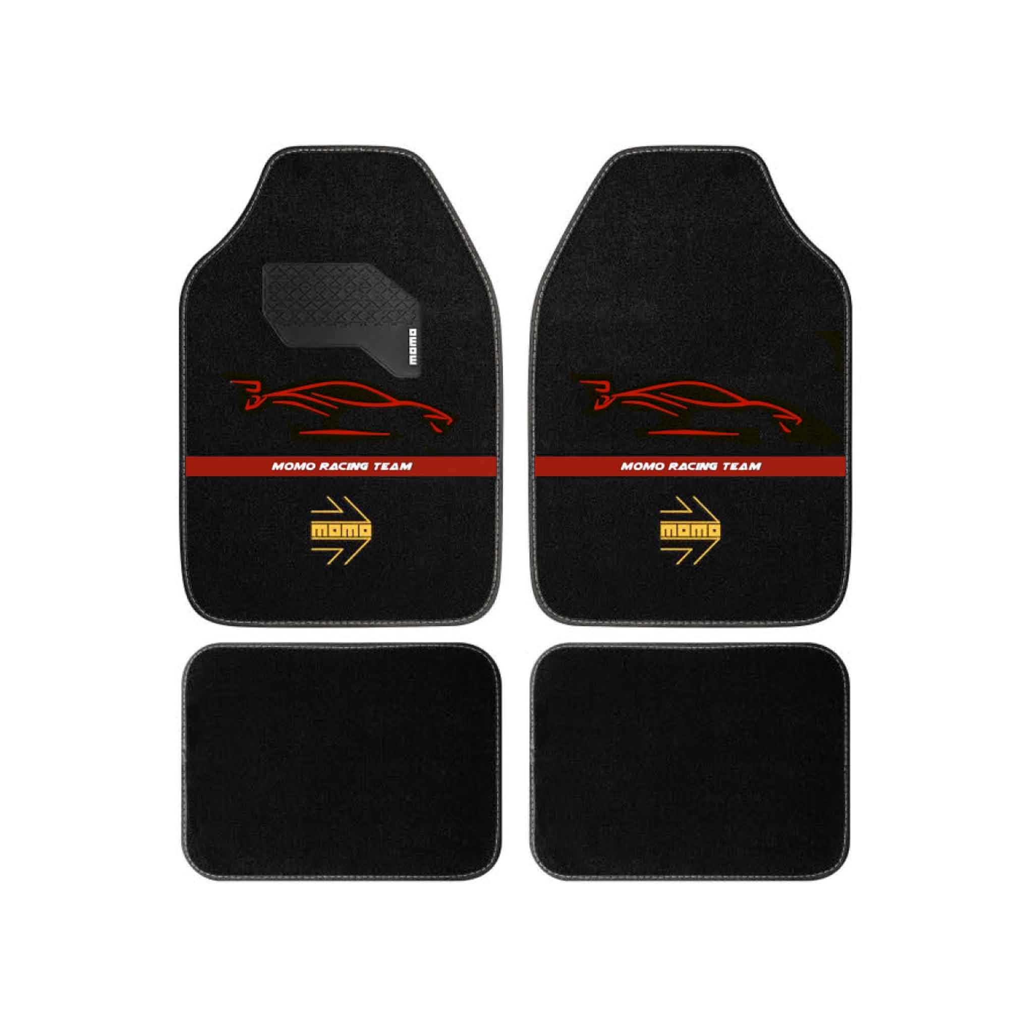 SET COMPLETO 4 PIEZAS ALFOMBRAS MOMO UNIVERSALES NEGRO/ROJO MOMO | VRM Motorsports