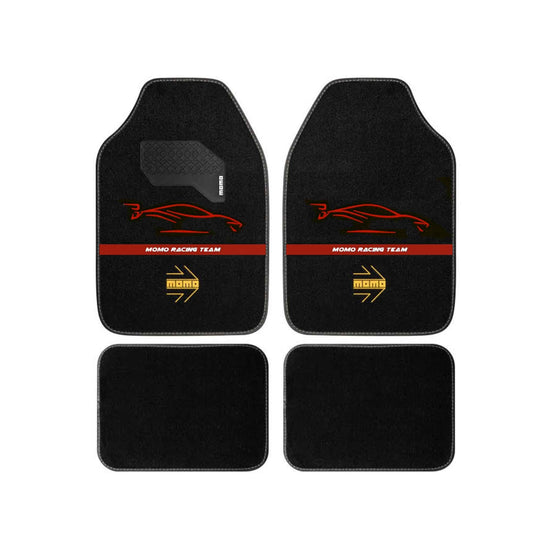 SET COMPLETO 4 PIEZAS ALFOMBRAS MOMO UNIVERSALES NEGRO/ROJO MOMO | VRM Motorsports