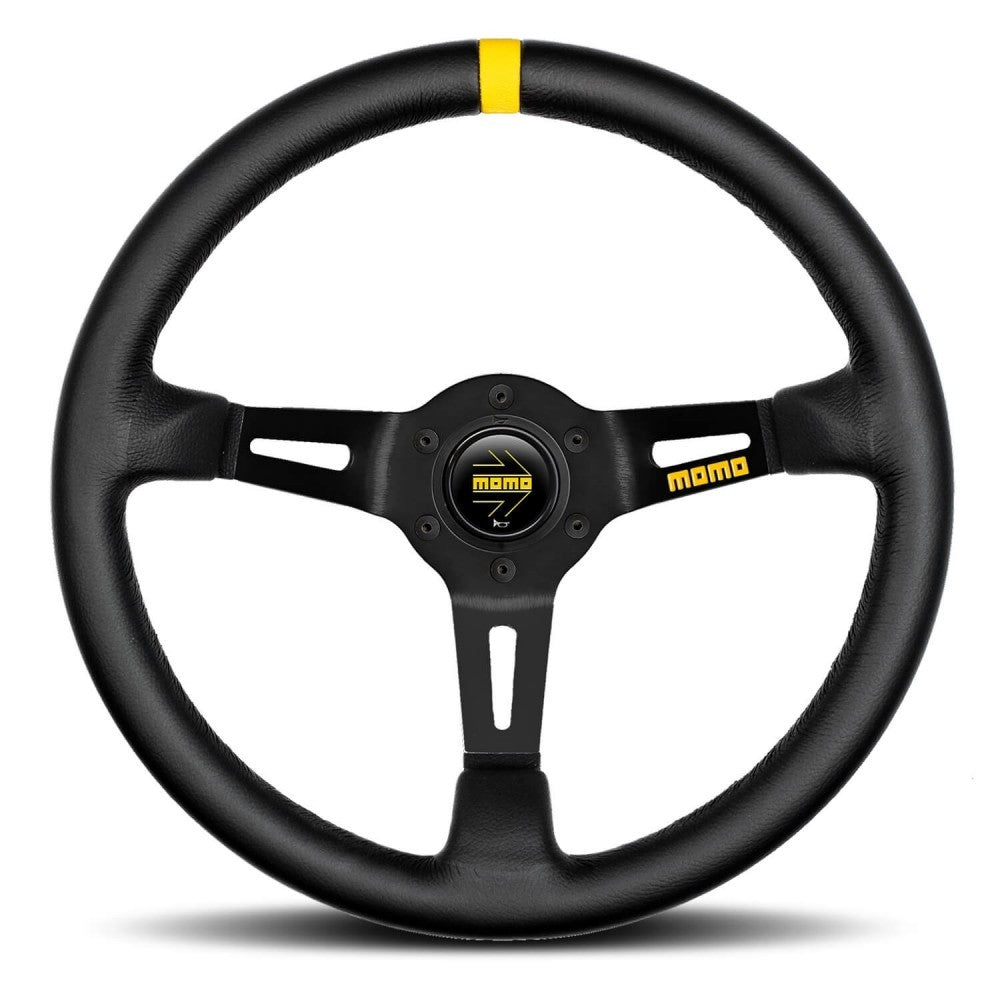 VOLANTE MOMO 350 MM PIEL NEGRA MOD.08 MOMO | VRM Motorsports