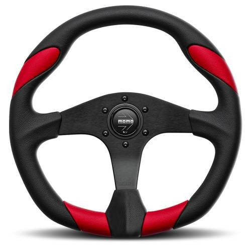 VOLANTE MOMO QUARK 350 MM PIEL NEGRO Y ROJO MOMO | VRM Motorsports