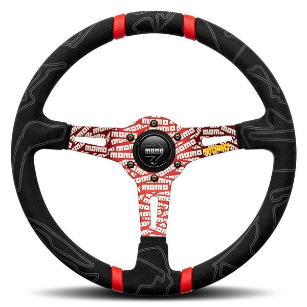 MOMO ULTRA 350 MM BLACK AND RED STEERING WHEEL