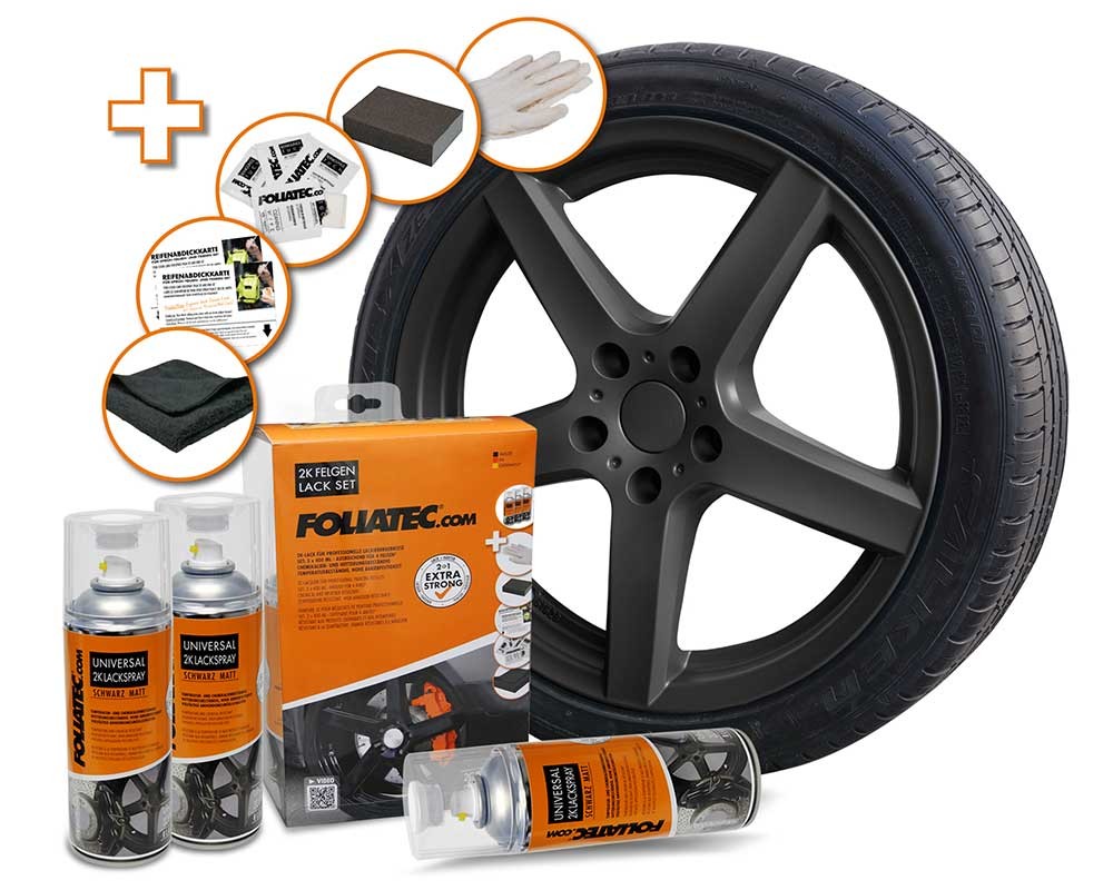 Foliatec Kit Pintura En Spray Para Llantas 2C Negro Mate - Foliatec original VRM Motorsports