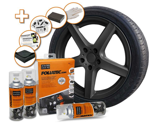 Foliatec Kit Pintura En Spray Para Llantas 2C Negro Mate - Foliatec original VRM Motorsports