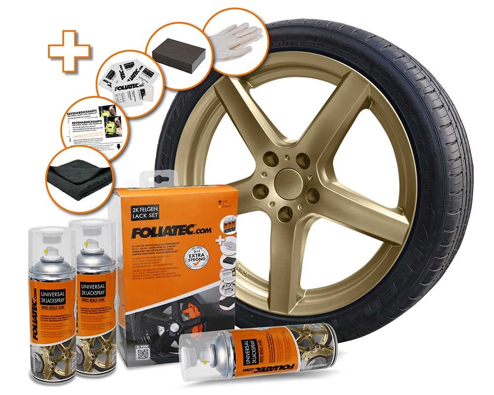 Foliatec Kit Pintura En Spray Para Llantas 2C Bronce Metálico Brillante - Foliatec original VRM Motorsports