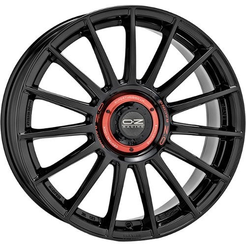 OZ LLANTA SUPERTUR EVOLUZIONE 8,5x20 5x112 ET 30 NEGRO BRILLANTE + RED LETTERING