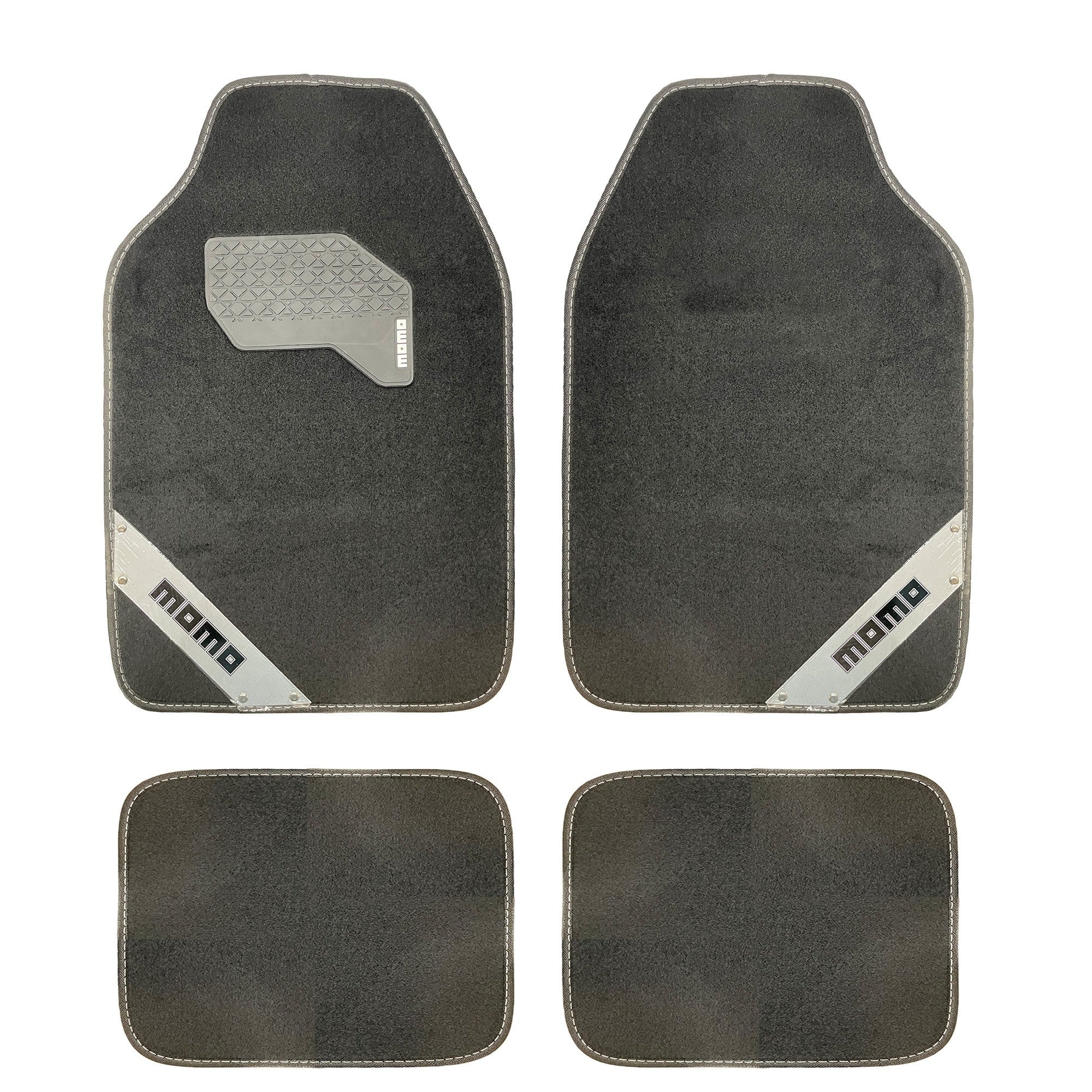SET COMPLETO DE 4 PIEZAS ALFOMBRAS MOMO 012 UNIVERSALES NEGRO/BLANCO MOMO | VRM Motorsports
