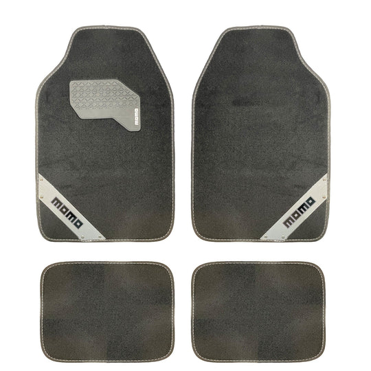SET COMPLETO DE 4 PIEZAS ALFOMBRAS MOMO 012 UNIVERSALES NEGRO/BLANCO MOMO | VRM Motorsports