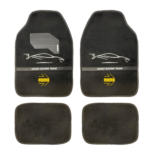 SET COMPLETO 4 PIEZAS ALFOMBRAS MOMO UNIVERSALES NEGRO Y BLANCO MOMO | VRM Motorsports