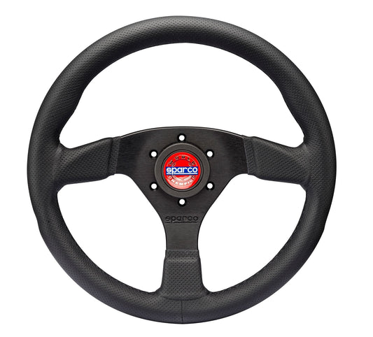VOLANTE MOD.383 CUERO PERFORADO COSIDO NEGRO