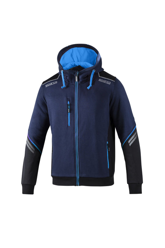 TW HOODED ZIP-UP SWEATER SIZE XL NAVY/WH