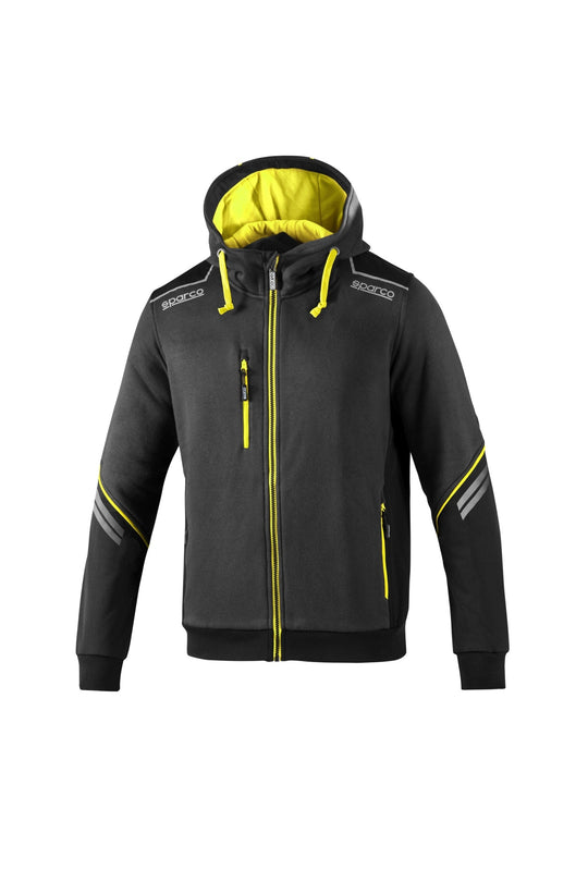 TW HOODED ZIP-UP SWEATER SIZE L GREY/FLUORESCENT YELLOW