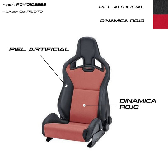 Asiento RECARO Sportster CS Calefaccion Piel Artificial Negro/Dinamica Rojo Copiloto - Imagen 3 RECARO VRM Motorsports
